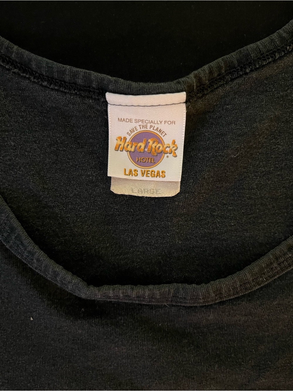 Hard Rock Hotel Las Vegas Tank Top Mens Large Black Save The Planet USA 90s VTG - Picture 3 of 6